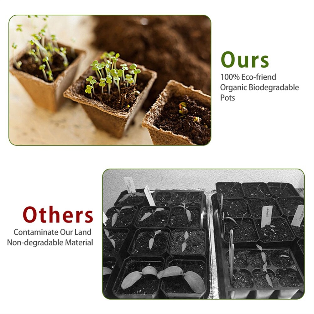 10Pcs Paper Pulp Seed Growing Tray Planting Seed Tray Kit For Garden Grow Box Gardening Supplies Nursery Cup