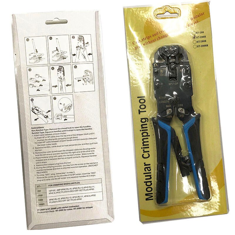 Rj45 Crimper RJ45 Crimping Tool Hand Network Tool Kit for 10P10C/8P8C/RJ-45/6P6C/RJ-12/6P4C/RJ-11/4P4C Cable Wires Pliers