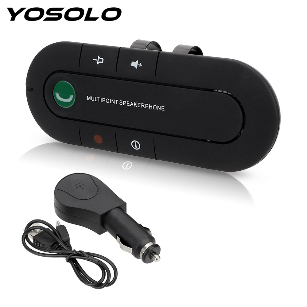 YOSOLO Handsfree Carkit Zonneklep Clip Audio Adapter Bluetooth Ontvanger Draadloze Speakerphone Auto Stereo Mp3 Speler