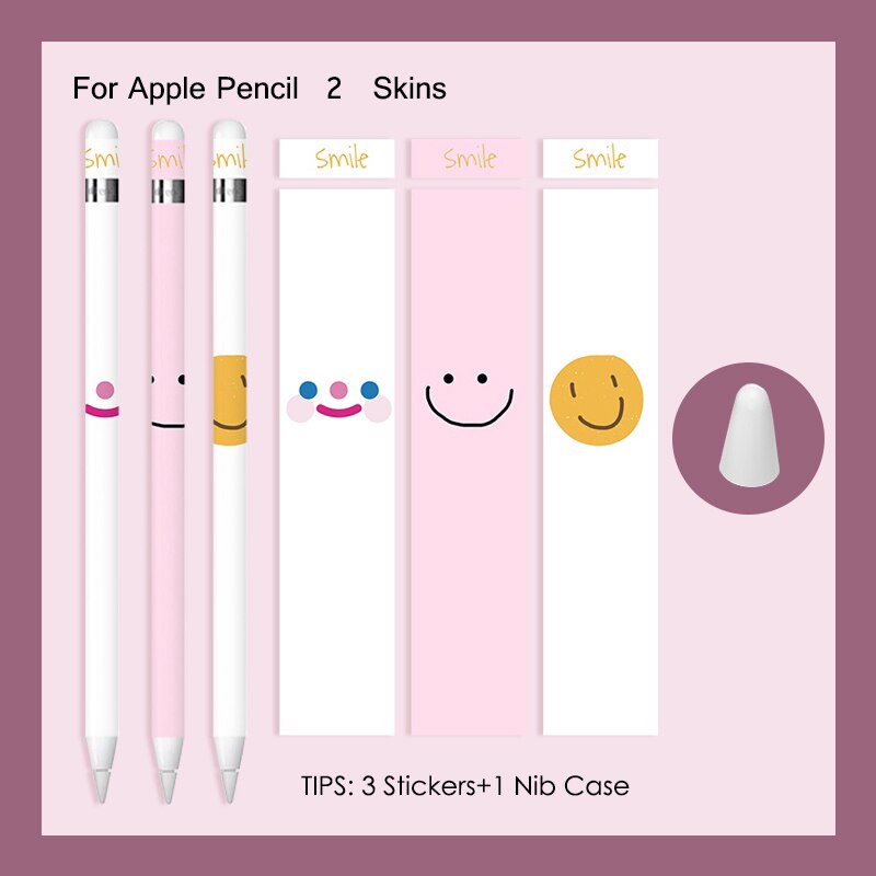 Para apple pencil 1 2 adesivos scratchproof bonito dos desenhos animados ultra fino adesivos touch stylus caneta adesivo não-deslizamento de papel protetor: For Pencil 2 - A21