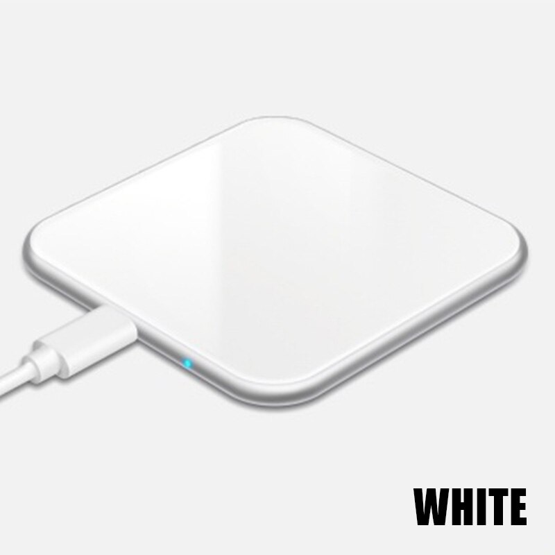 Carregador rápido sem fio ultrafino, quadrado, de metal, 15w para iphone x, samsung note 10, huawei mate 20 pro almofada de carregamento sem fio rápido qi: White