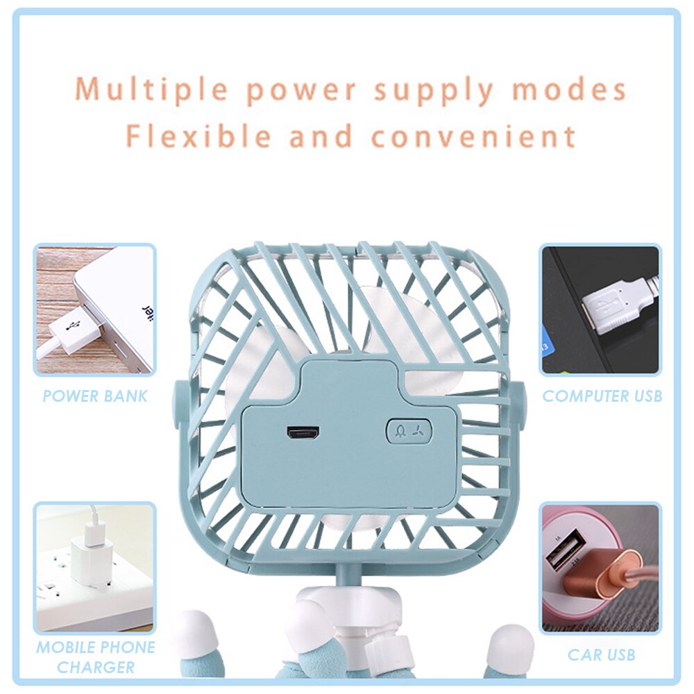 Sommer usb genopladelig batteridrevet ventilator mini barnevogn blæser 600 mah personlig bærbar skrivebord håndholdt baby seng autostol ventilator