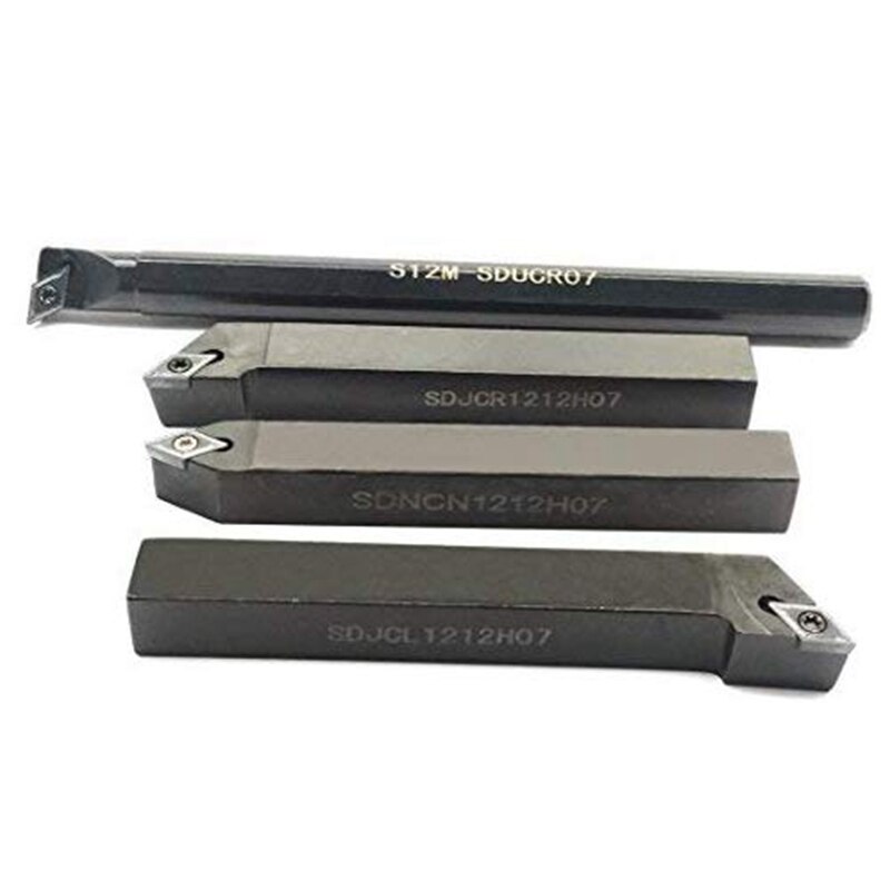 4 pièces 1/2 pouces Mini tour Indexable porte-outil de tournage jeu de bits avec 4 pièces DCMT21.51 Indexable tournant insérer