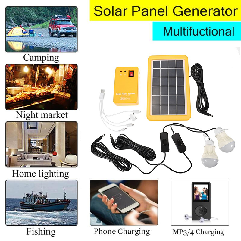 Solar Light Lithium Solar Power Panel Generator Kit Small Home System 3 LED Bulb Highlight Energy Saving Light Solar Lighting