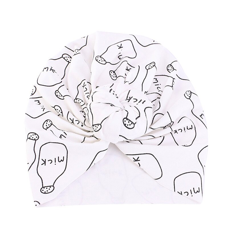 Baby Hair Cap For Sleeping American Cotton Donut Printing Turban Hat Elastic Bonnet Headband European Children's Hood: Type 1