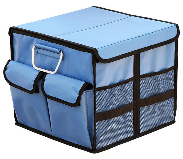 Car storage box car organizer bag trunk folding Multi-function home storage box Car backup storage box Trunk box bag: Blue