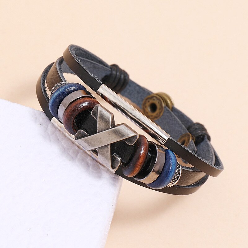 Nouveaux Bracelets en cuir pour hommes et femmes, breloques enroulées en cercle métallique, multicouches tressées, bijoux ajustables