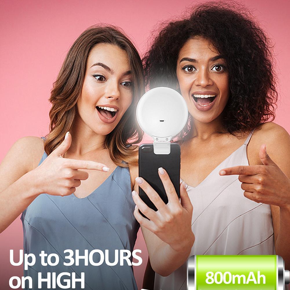Selfie Ring Light Control Light trucco ricaricabile luce a LED con 3 modalità di illuminazione per la registrazione Video Smartphone