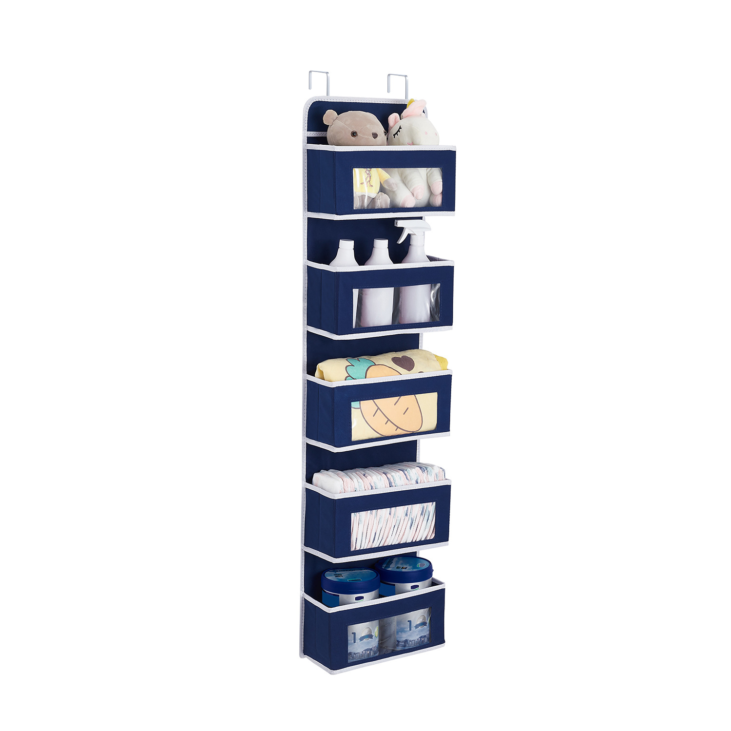 Organizador colgante sobre la puerta, 1/3/4/5 bolsillos grandes sobre la puerta, montaje en pared, ganchos de almacenamiento, ropa para baño y dormitorio: Transparente