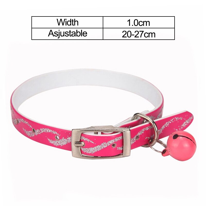 Kattehalsbånd med bjelle kjæledyrprodukt for små hunder og kattunger reflekterende valpehalsbånd i kattehalsbånd og blyhundhalsbånd  jw0008: Rose rød -jw0007