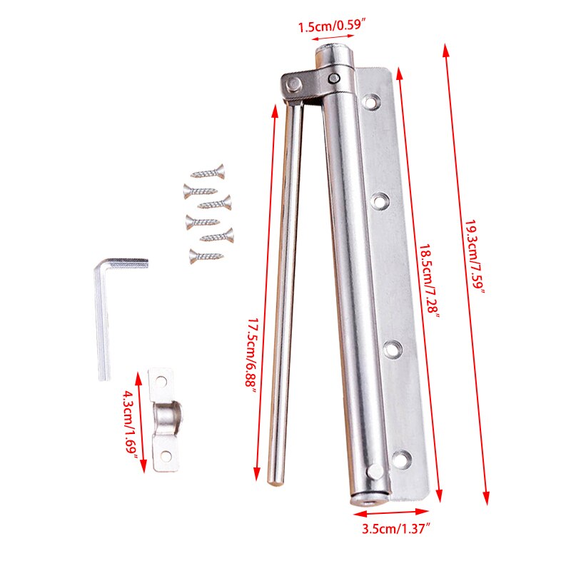 Automatic Spring Buffer Surface Mounted Adjustable Door Closer Aluminum Alloy Door Closing Device for Home and Commercial: 01