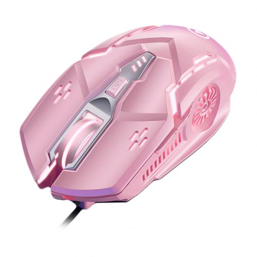 Silent/Sound USB Wired 6-Buttons 3200DPI Adjustable Light Gaming Mouse for PC Gaming Mouse USB Optical Wired Gaming Mice: Pink Sound