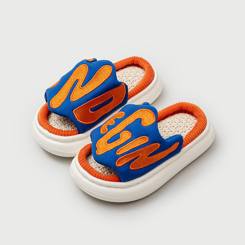 Zapatillas de algodón transpirables para niños y niñas, zapatos divertidos de interior, para el hogar, para primavera: Azul / 24-25