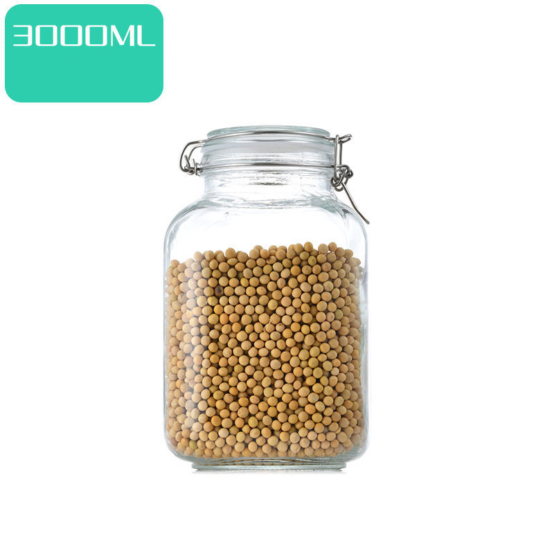 Botella de vidrio sellada para cocina, tarro de almacenamiento para alimentos, pepinillo, fruta enlatada, transparente, boca grande, para el hogar: BLANCO