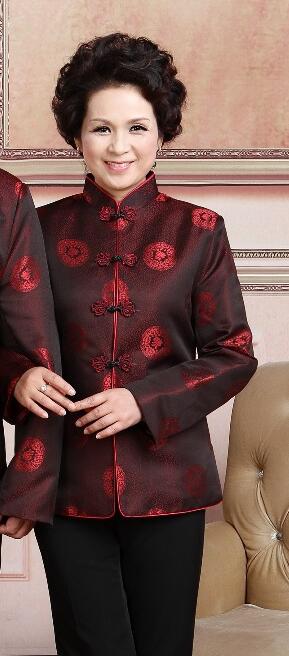 Manica lunga Uomo Vestito di Linguetta Tradizionale Magliette e camicette Autunno Delle Donne Antiche Di Compleanno Camicetta Genitore Nazione Rossa Nuovo Anno Abbigliamento 90: women / XXL