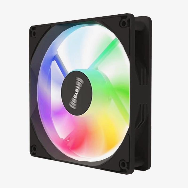 TEUCER PC case fan 120mm 12V RGB color light effect desktop computer radiator fan Big 4in: Black