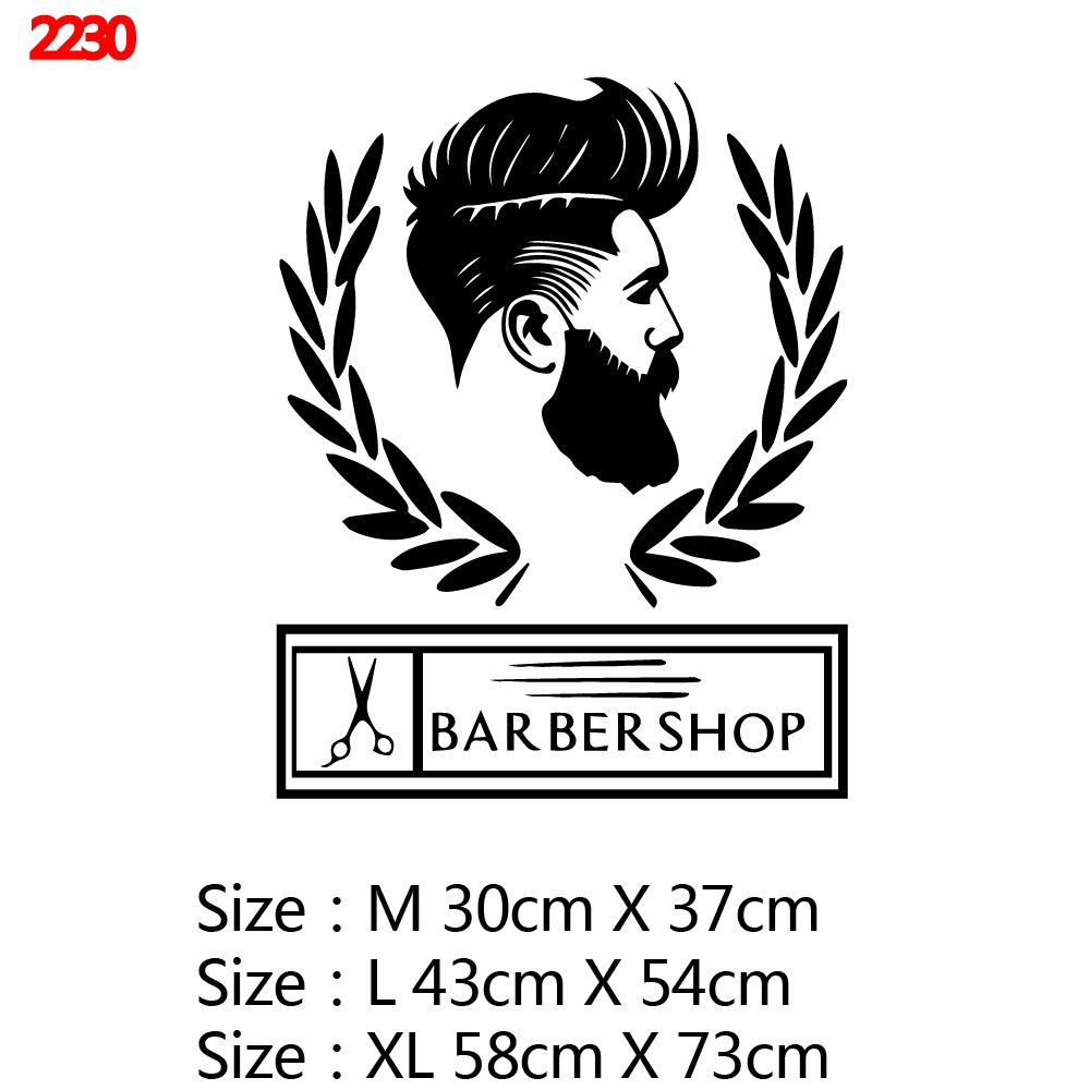 Decoratie voor een kapperszaak, muursticker voor een knipbeurt, stickers voor op maat gemaakte etalageglazen, muurschilderingen #39 #39: Stijl 8 / Maat xl