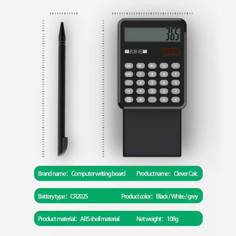 Calculatrice de bureau à 12 chiffres, avec tirette, tablette d&#39;écriture, silencieuse, Portable, multifonction, double alimentation