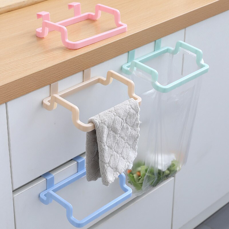 Trash Rack Storage Garbage Bag Holder Cupboard Door Back Kitchen Garbage Rubbish Bag Cabinet Hanging Kitchen Organizer