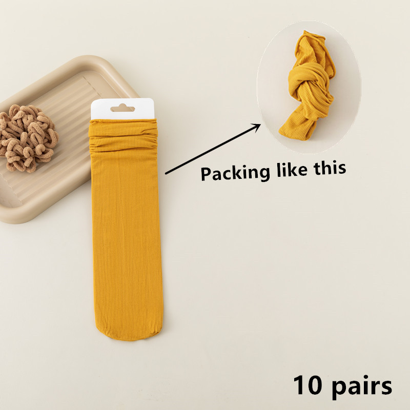 10 paar fleece sokken voor dames, losse, dunne zomersokken, effen kleur, japanse nylon sokken, collegestijl, zacht en ademend: Goud