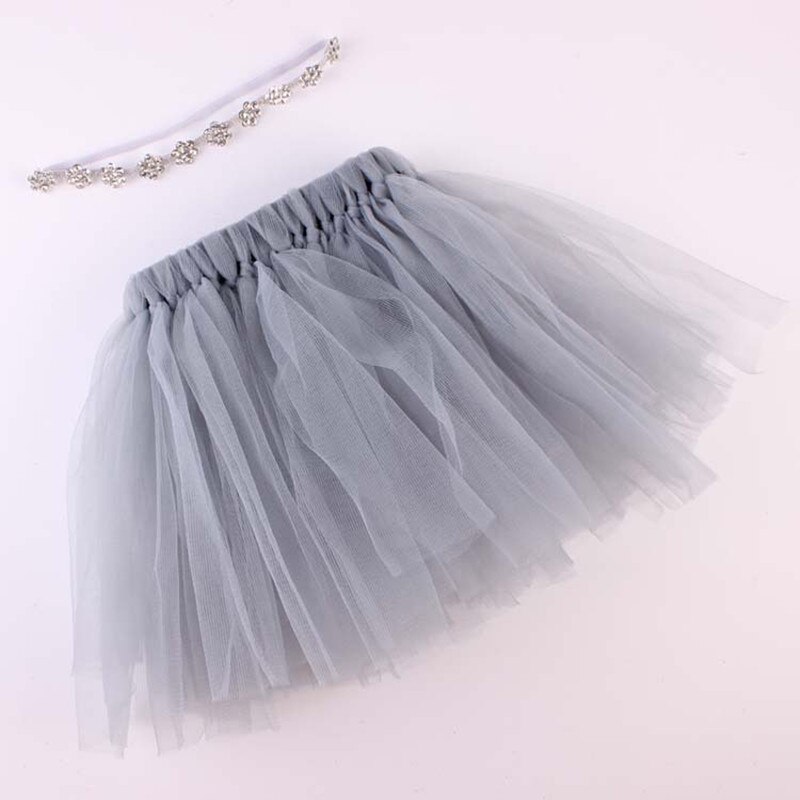 Saia tutu de princesa infantil, saia tule com strass para recém-nascidos fotografia: Cinza