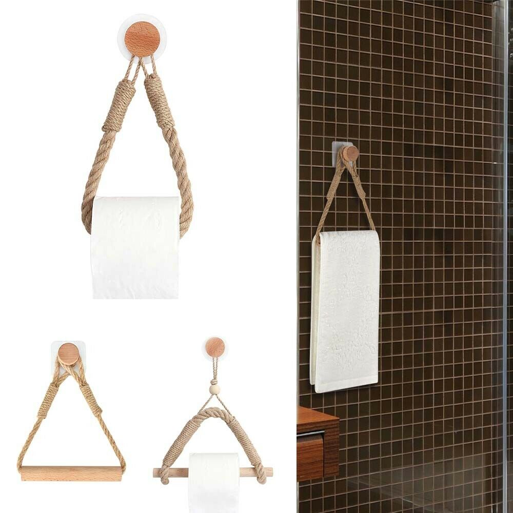 Rétro Chanvre Corde tissé à La Main Serviette Lanière Porte-Papier Hygiénique Cuisine Salle De Bain Mural porte-serviettes en papier porte-rouleau de papier