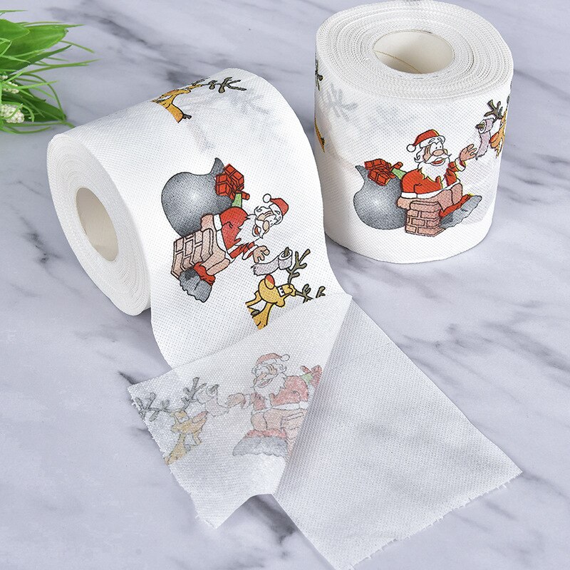 2 couches 22m/rouleau papier toilette noël père noël renne toilette décorations de noël rouleau papier tissu salon décor