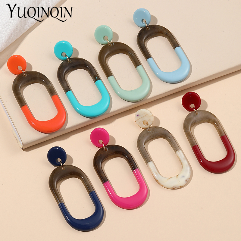Nueva tendencia, pendientes grandes colgantes para mujer, joyería de , pendientes largos geométricos acrílicos coreanos para mujer, Brincos Retro de verano