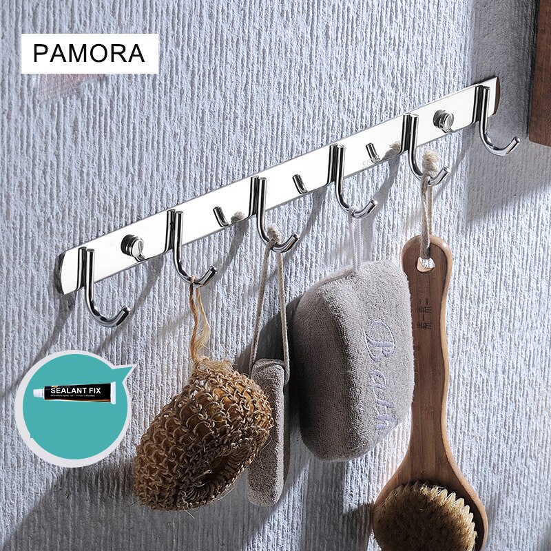 Sliver Mirror Stainless Steel Hanger Hooks with 3/4/5/6/7/8 Hooks for Towels Hold Hanger In Bathrooms Kitchen Towel Hook