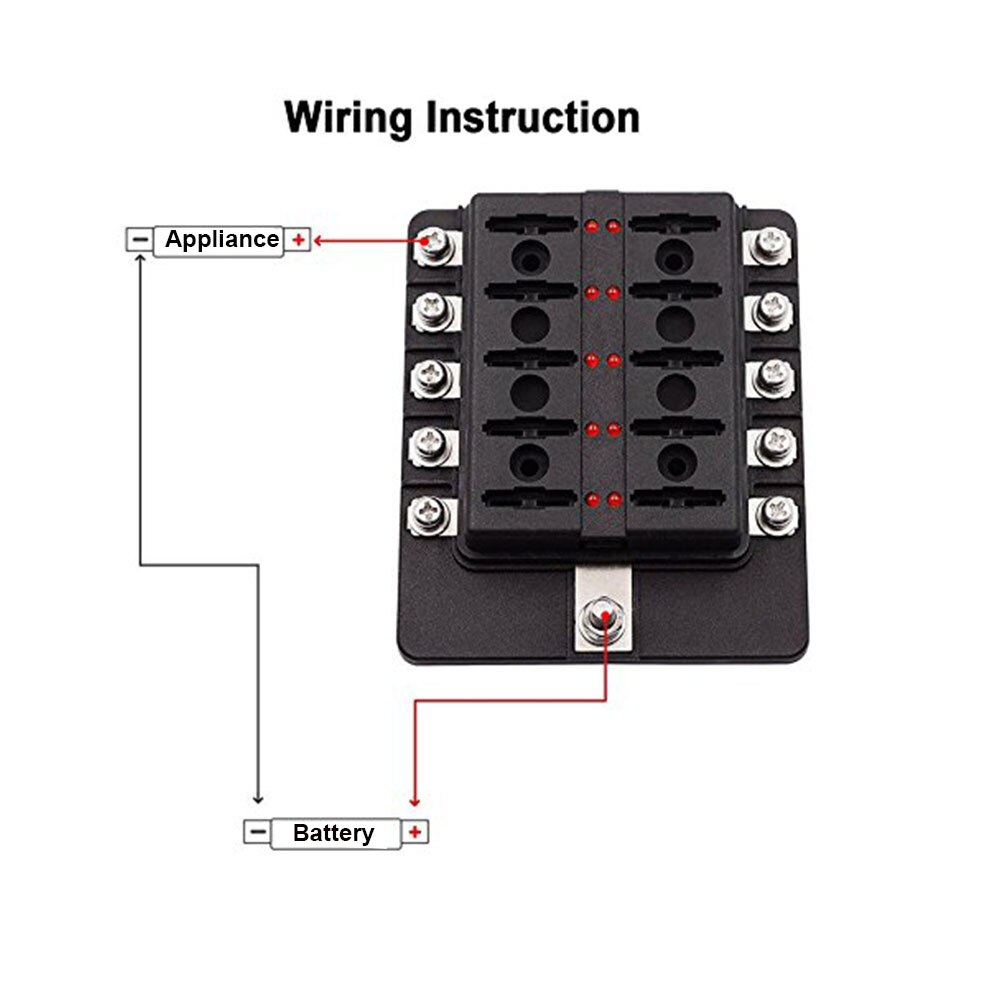 Auto Blade Fuse Block Unabhängige 12 Weg Sicherung Box 12 Schaltung Mit Negative Bus Led-anzeige Auto Sicherung Halter Mit led-anzeige