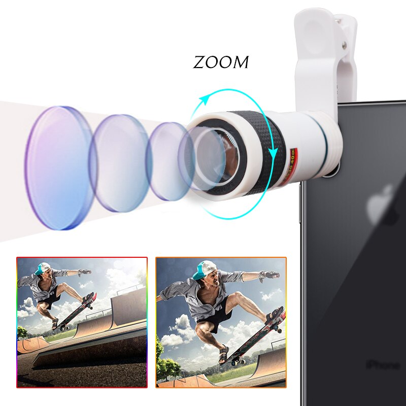 Clip Universal 8X Zoom lente telescópica para teléfono móvil lente de cámara externa para teléfono inteligente para iPhone Samsung Huawei