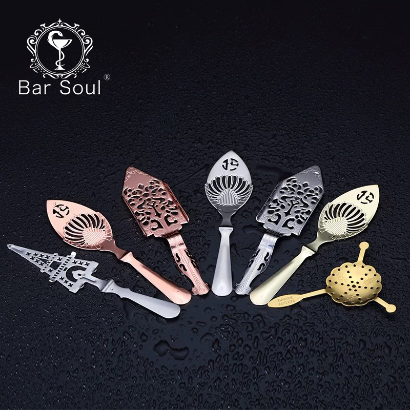 Bar Soul-cucharas de absinto de acero inoxidable, cuchara amarga, utensilios de barra de cóctel, filtro de colador, herramientas profesionales de barman