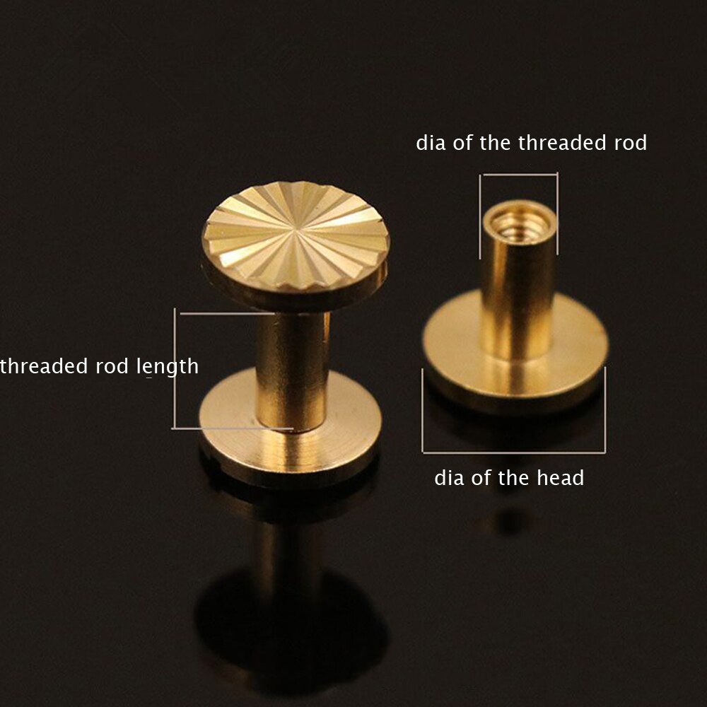 DIY leather craft wallet belt solid brass screws rivet and studs line stripe carved 50sets/lot