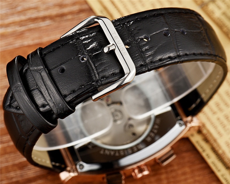 Rétro rectangulaire multi-fonction hommes montres haut de gamme de luxe automatique mécanique montre hommes étanche calendrier horloge