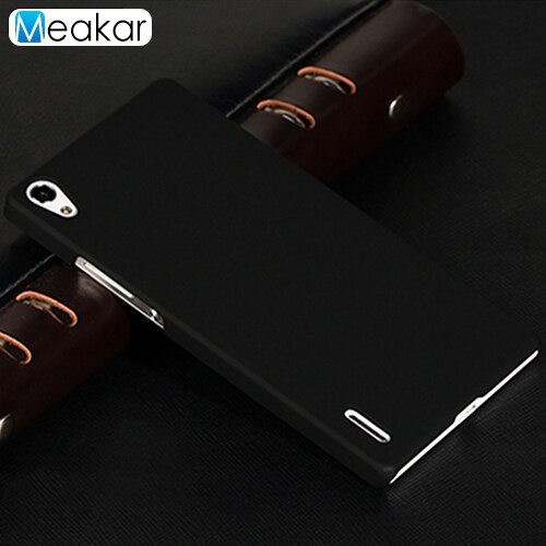 Capa de plástico fosco coque 5.0for huawei p7 caso para huawei ascend p7 dupla P7-L10 P7-L00 P7-L05 telefone volta coque capa caso: black
