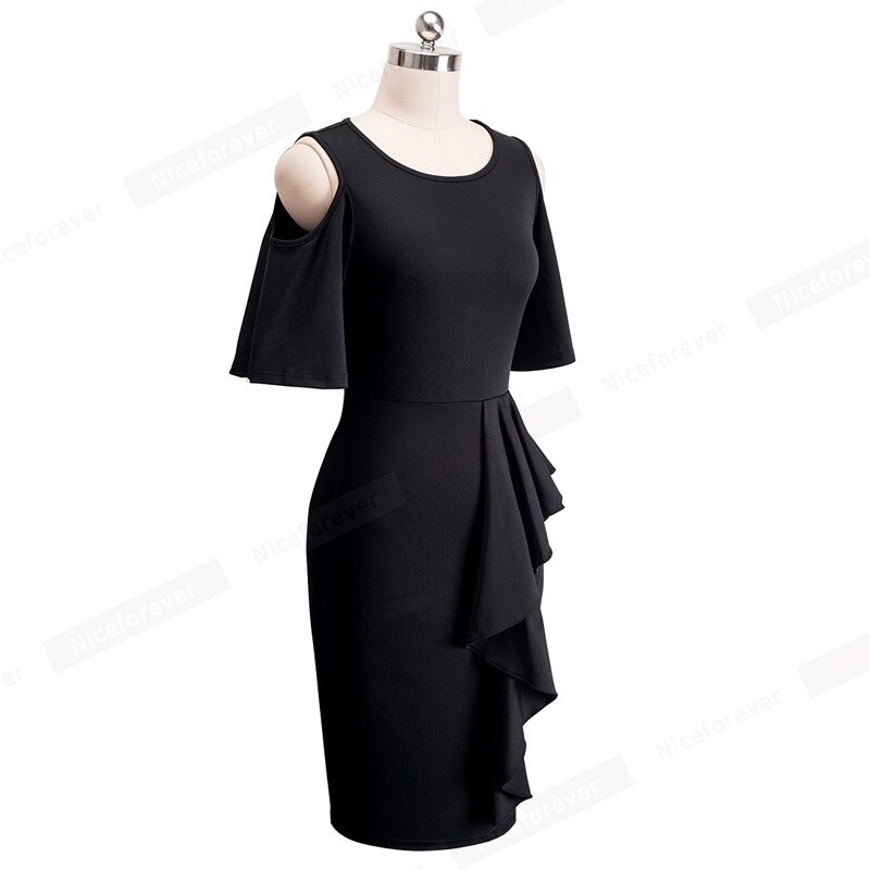 Dejlig for evigt sommer kvinder smarte afslappede kjoler med kolde skuldre bodycon med peplum fit slank kjole  b396