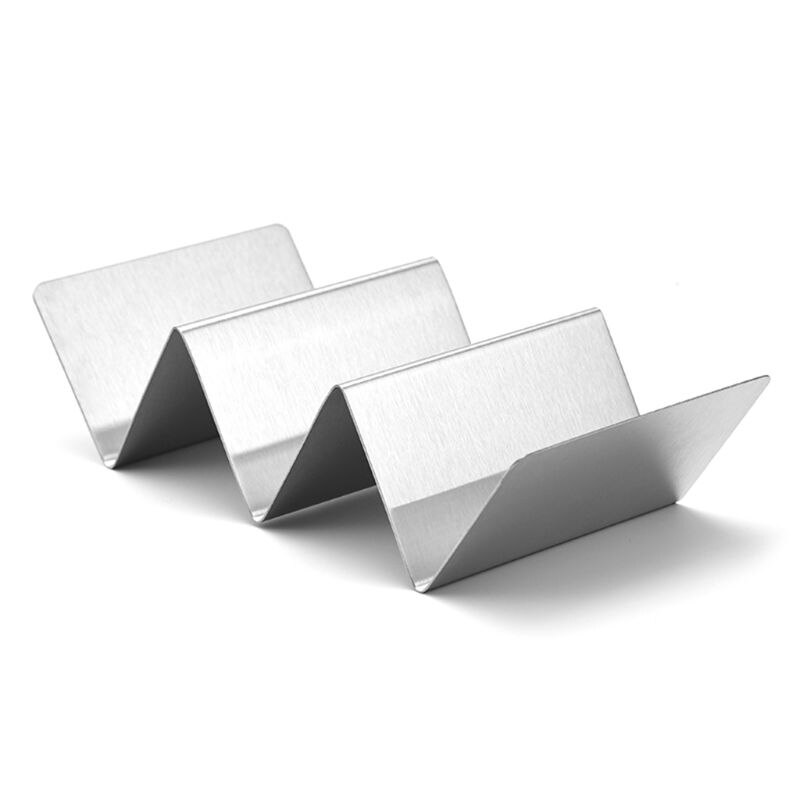 Soporte para tacos de acero inoxidable con mango de fácil acceso, parrilla para horno y lavavajillas, borde liso seguro: B