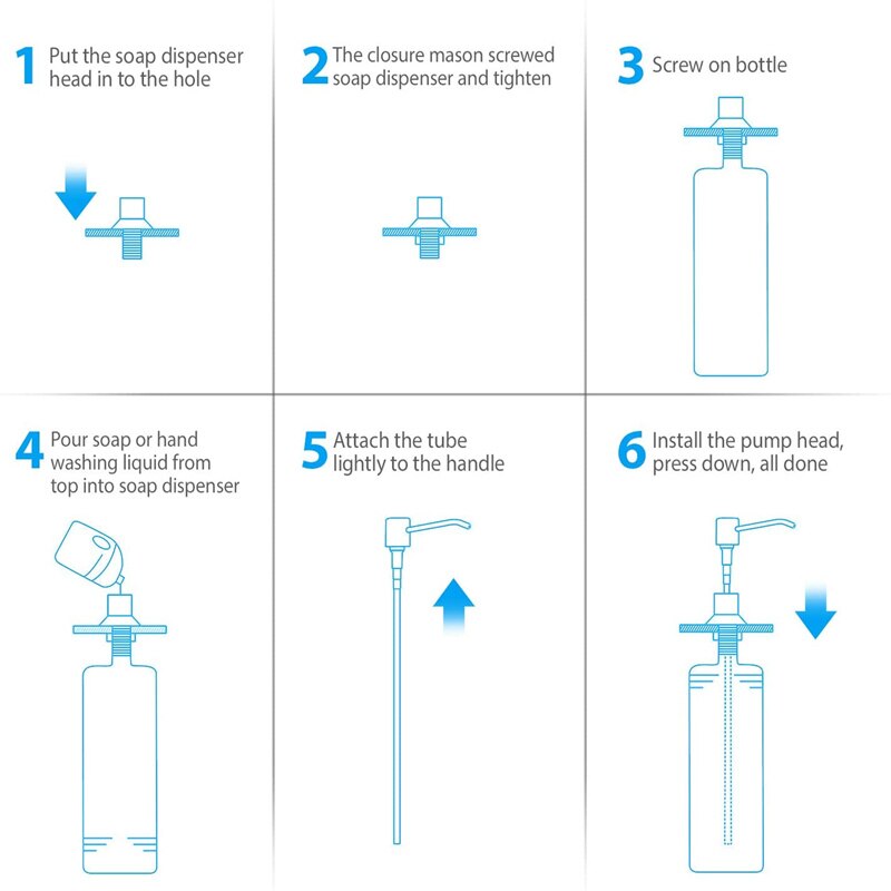300ML Kitchen Sink Soap Dispenser Manually Press Stainless Steel Head ABS Dispenser Detergent Liquid Soap Lotion Dispensers