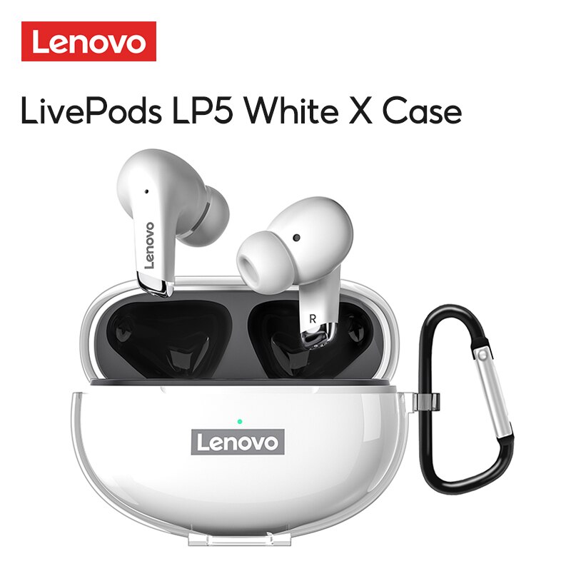 Lenovo LP5 Mini Bluetooth Oortelefoon 9D Stereo Waterdichte Draadloze Oordopjes Voor Iphone 13 Xiaomi Bluetooth Hoofdtelefoon Met Mic: White With Case
