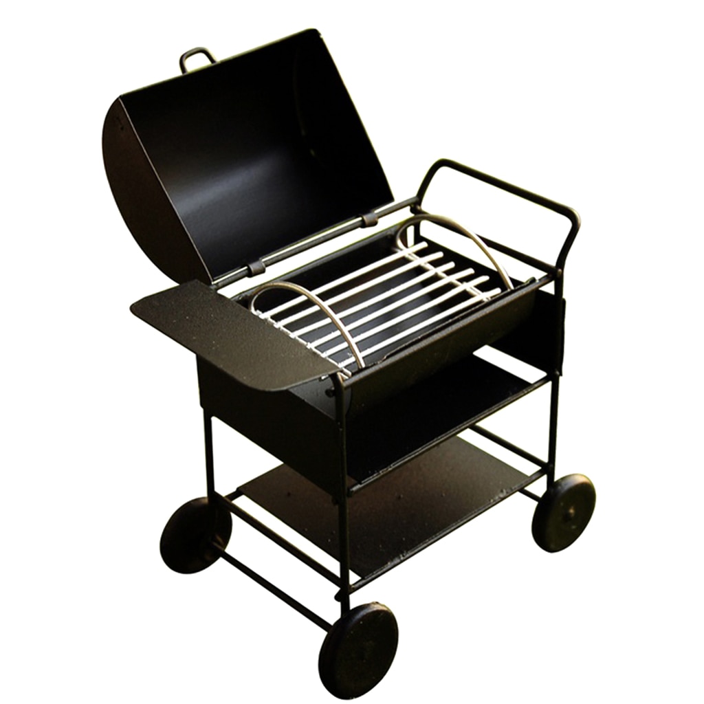 1/12 escala casa de muñecas miniatura jardín al aire libre cuadrado barbacoa parrilla horno de juguete negro
