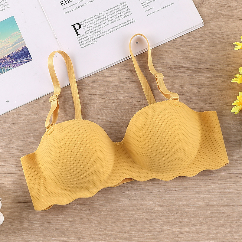 8 Colors Sexy Women Bras Solid Seamless Underwear Adjustable Push Up Wire Free Bralette Soft Female Breathable Lingerie: Yellow