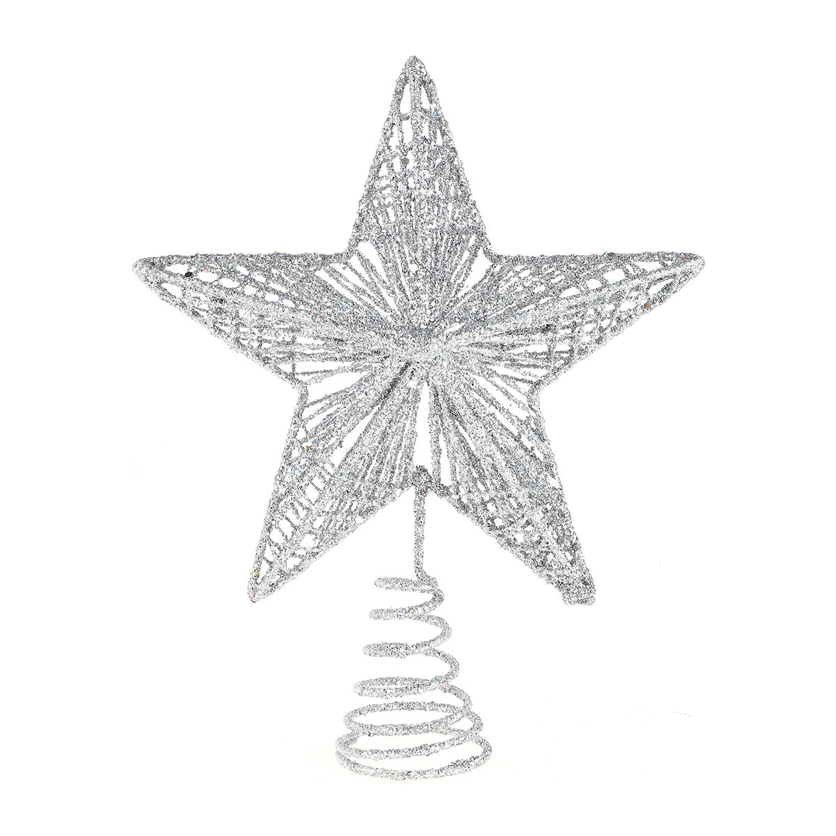 Kerstster kerstboomtoppers goudpoeder kerstboomversieringen kerstversiering kerstboomster 6 kleuren  a50: Zilver