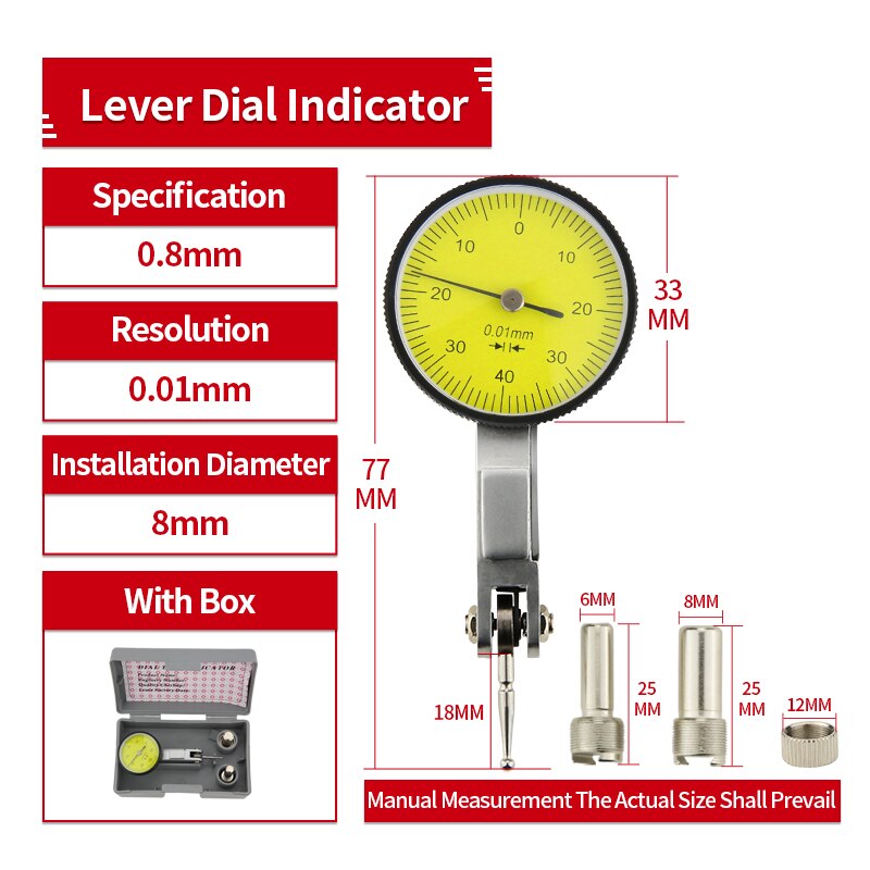 Support de Table magnétique électrique universel, outil de mesure micromètre indicateur de cadran de serrage: 0.8mm Dial Indicator