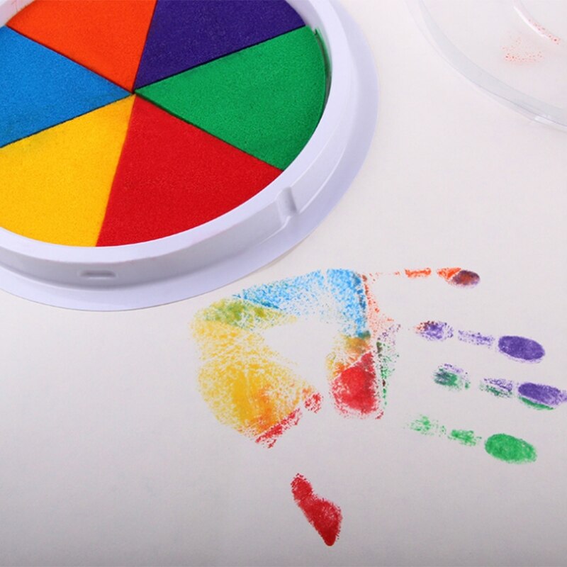 6 Colors Ink Pad Stamp DIY Finger Painting Craft Cardmaking Large Round For Kids