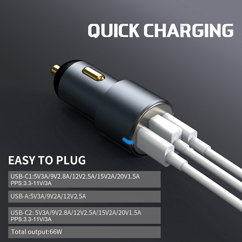 URVNS 66W USB C Auto Ladegerät, 33W PPS / 30W PD/ QC 3,0 Schnelle Ladung USB Ladegerät Für iPhone 13/13 Profi Max, iPad Mini/Profi, Samsung