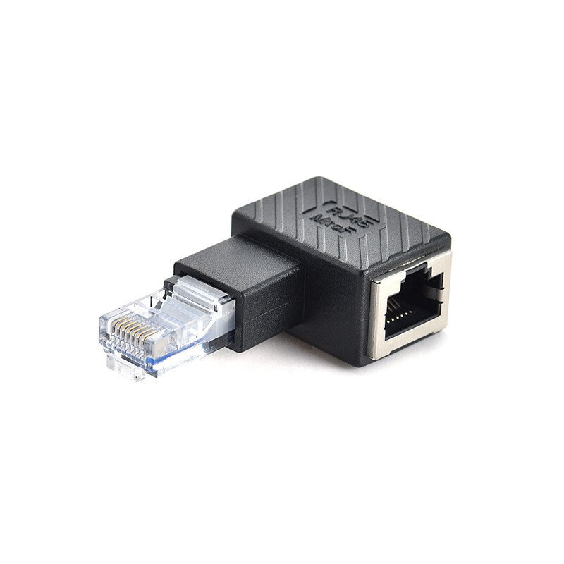 RJ45 Male To Female Converter 90 Degree Extension Adapter for Cat5 Cat6 LAN Ethernet Network Cable Connector Extender: Left