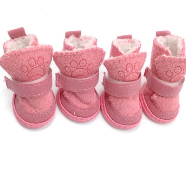 S-XXL Winter Warm Schoenen Voor Honden 4 Stks/set Leuke Hond Laarzen Sneeuw Wandelschoenen Katoen Blend Puppy Sneakers Dierbenodigdheden: Pink / 3