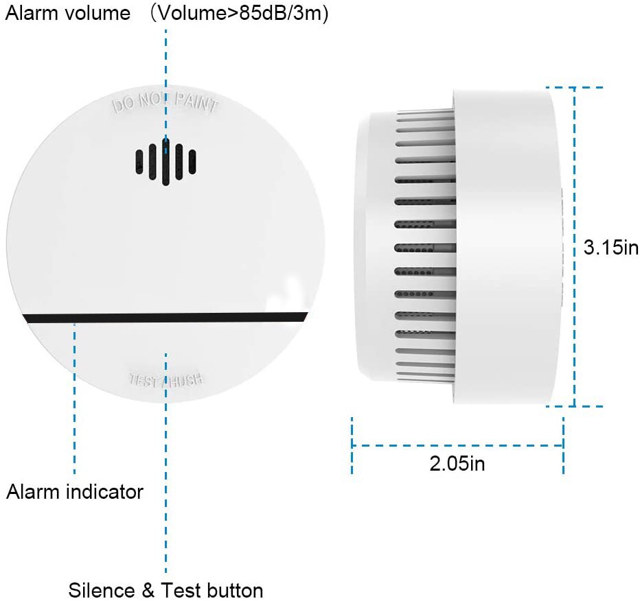 CE AS TUV 3V 10 year lithium battery photoelectric fire alarm smoke detector