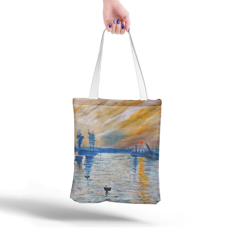 Lieferwagen Gogh Einkaufstasche Grafik Tote Harajuku Käufer Tasche Frauen Leinwand Schulter Tasche Für Weibliche Lustige Eco Große-kapazität sacchetto: Stil13