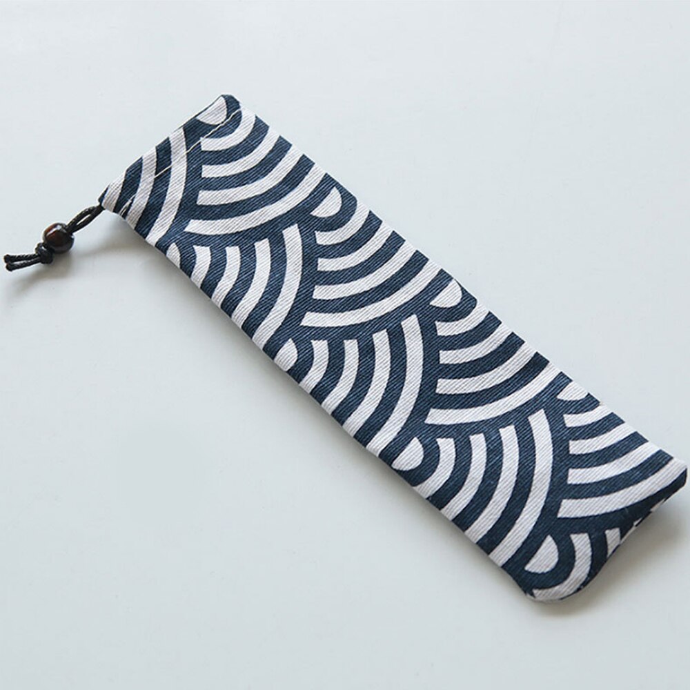 Japan Stijl Bestek Zak Herbruikbare Reizen Koord Pouch Voor Keuken Servies Vork Lepel Bamboe Eetstokjes Reinigingsborstel: 11